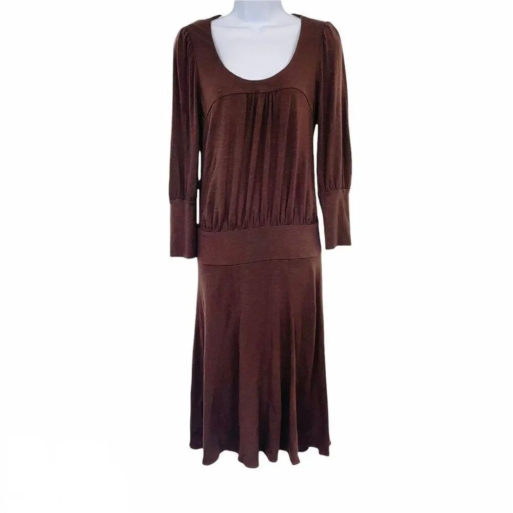 Vintage Y2K BCBG Max Azria Womens Maxi Dress Size XS Brown Stretch Jersey Knit